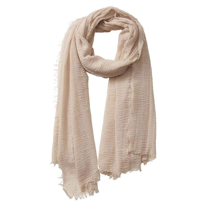 XRDSS Summer Cotton Blend Crinkle Vintage Soft Scarf with Fringed Edges 35" Ã— 70" (Khaki) - Image 1